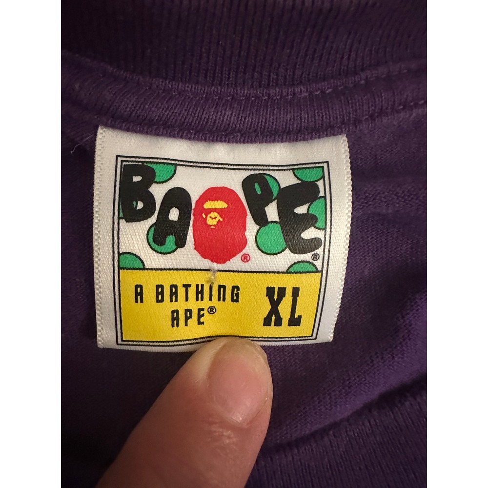 A Bathing Ape BAPE Purple Graphic T-Shirt XL Arched Logo Streetwear Tee - Picture 3 of 3